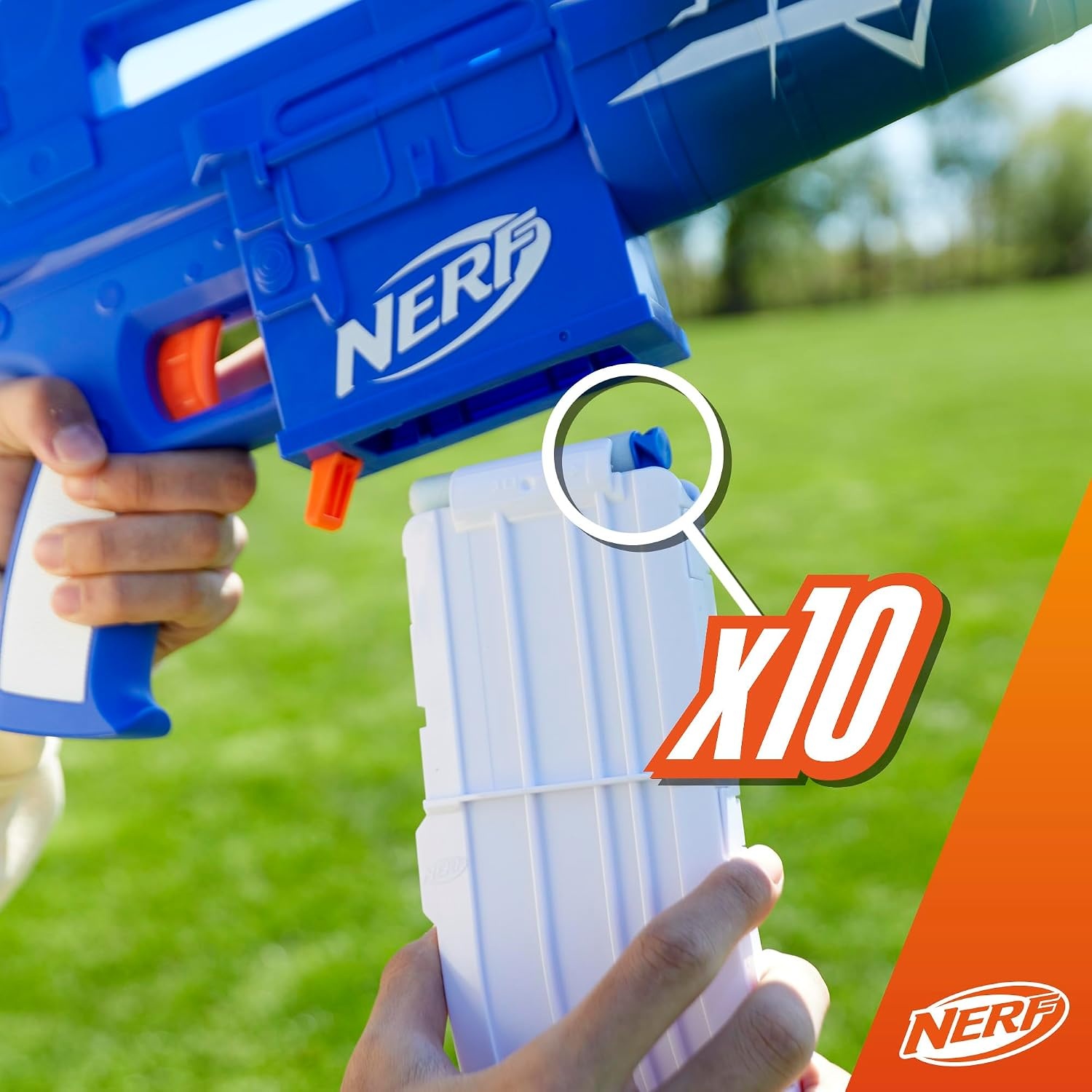 image:imageNerf Fortnite Blue Shock Blaster 10Dart Clip 10 Elite Nerf Darts Includes Bonus Code to Unlock The Beat Wrap in The Game Motorized Dart Blaster