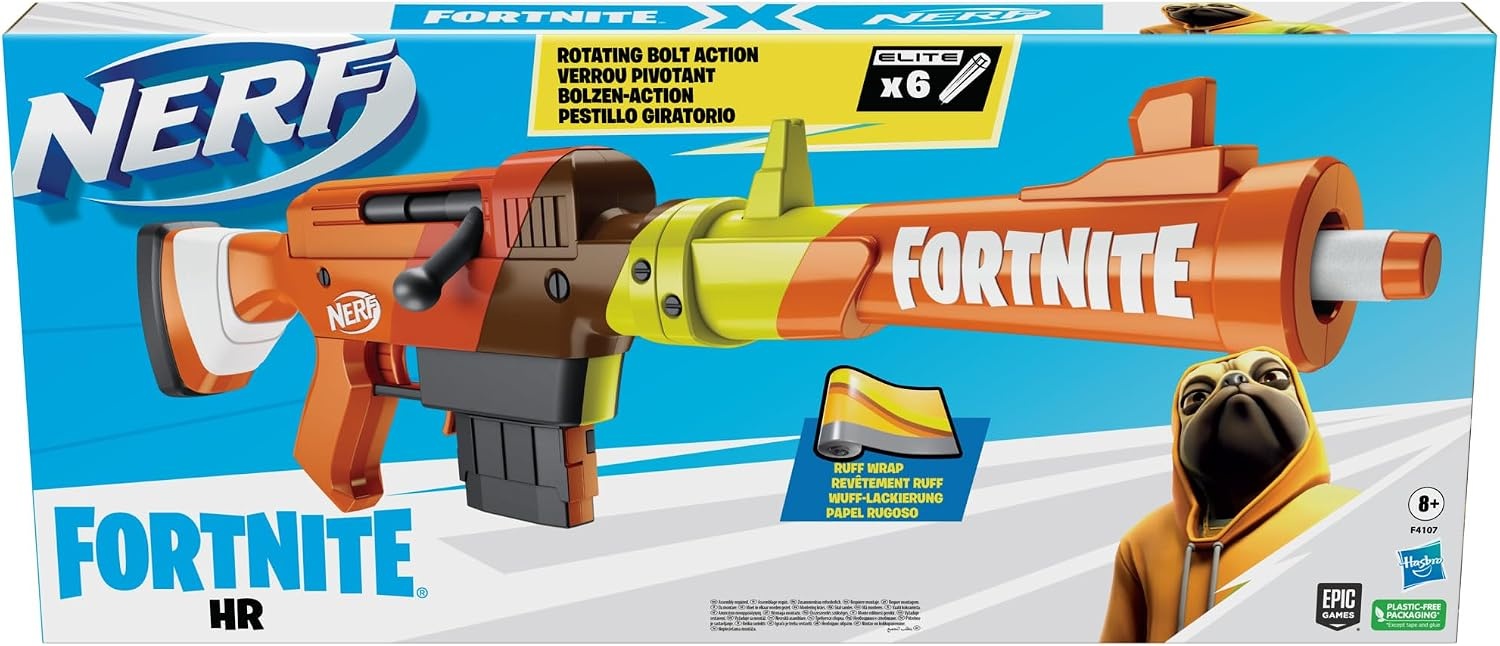image:imageNerf Fortnite HR Dart Blaster Ruff Wrap Design 6Dart Elite Clip 6 Nerf Elite Darts Rotating Bolt Action Detachable Barrel