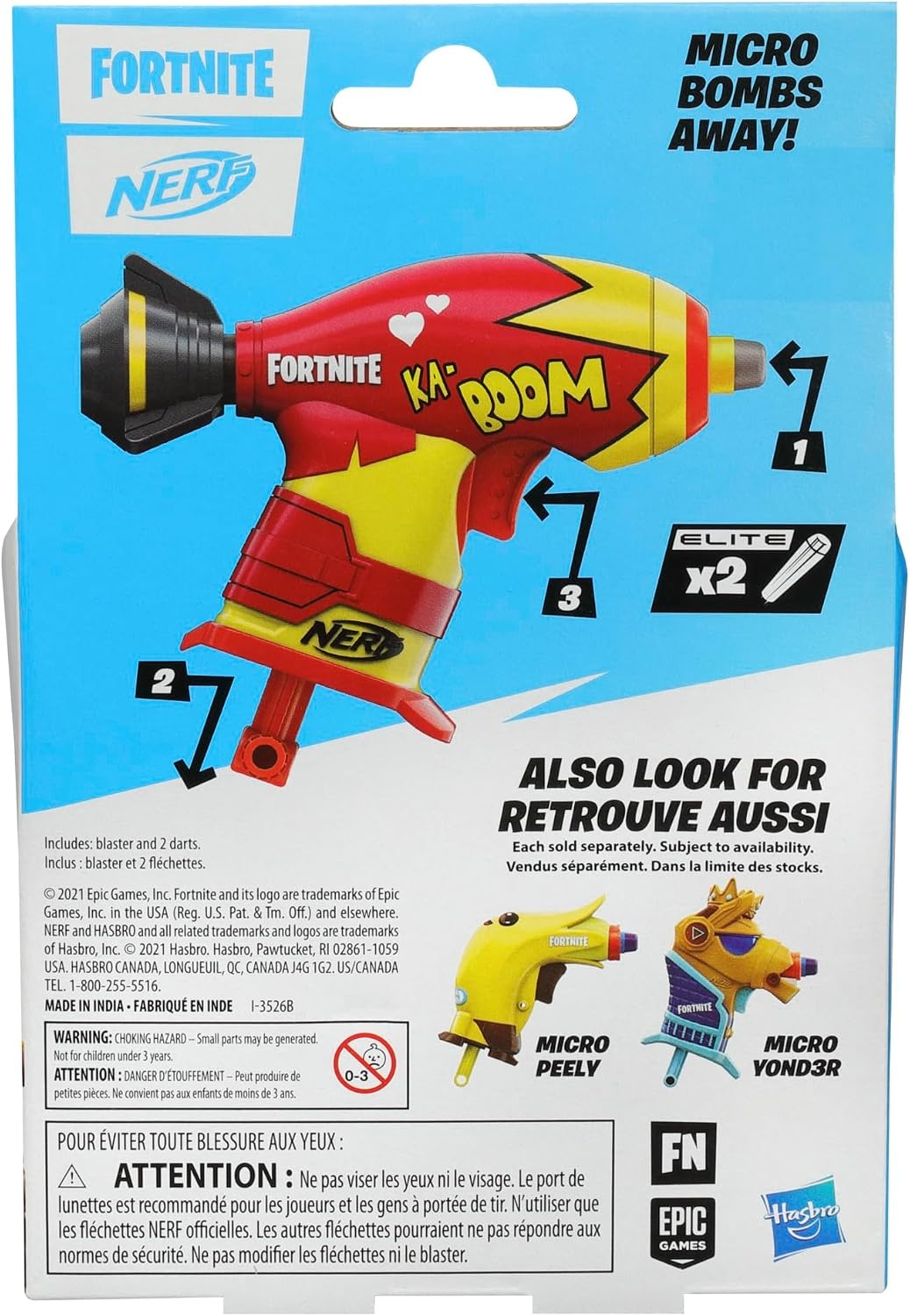 image:imageNerf Fortnite Micro Y0nd3r Mini DartFiring Blaster Fortnite Y0nd3r Outfit Design Includes 2 Nerf Elite Darts and Removable CrownBombs Away