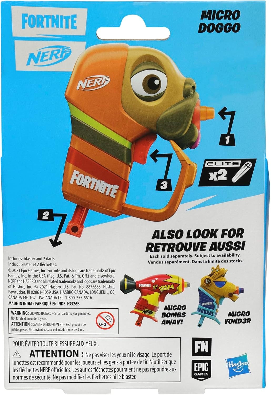 image:imageNerf Fortnite Micro Y0nd3r Mini DartFiring Blaster Fortnite Y0nd3r Outfit Design Includes 2 Nerf Elite Darts and Removable CrownDoggo