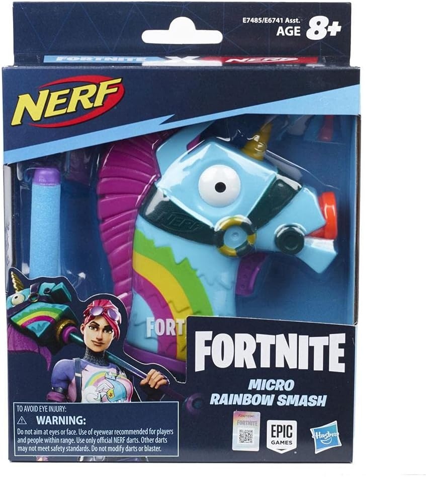 image:imageNerf Fortnite Micro Y0nd3r Mini DartFiring Blaster Fortnite Y0nd3r Outfit Design Includes 2 Nerf Elite Darts and Removable CrownRainbow Smash