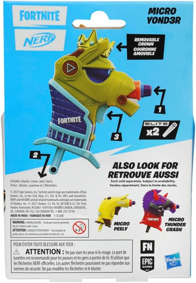 image:imageNerf Fortnite Micro Y0nd3r Mini DartFiring Blaster Fortnite Y0nd3r Outfit Design Includes 2 Nerf Elite Darts and Removable CrownY0nd3r
