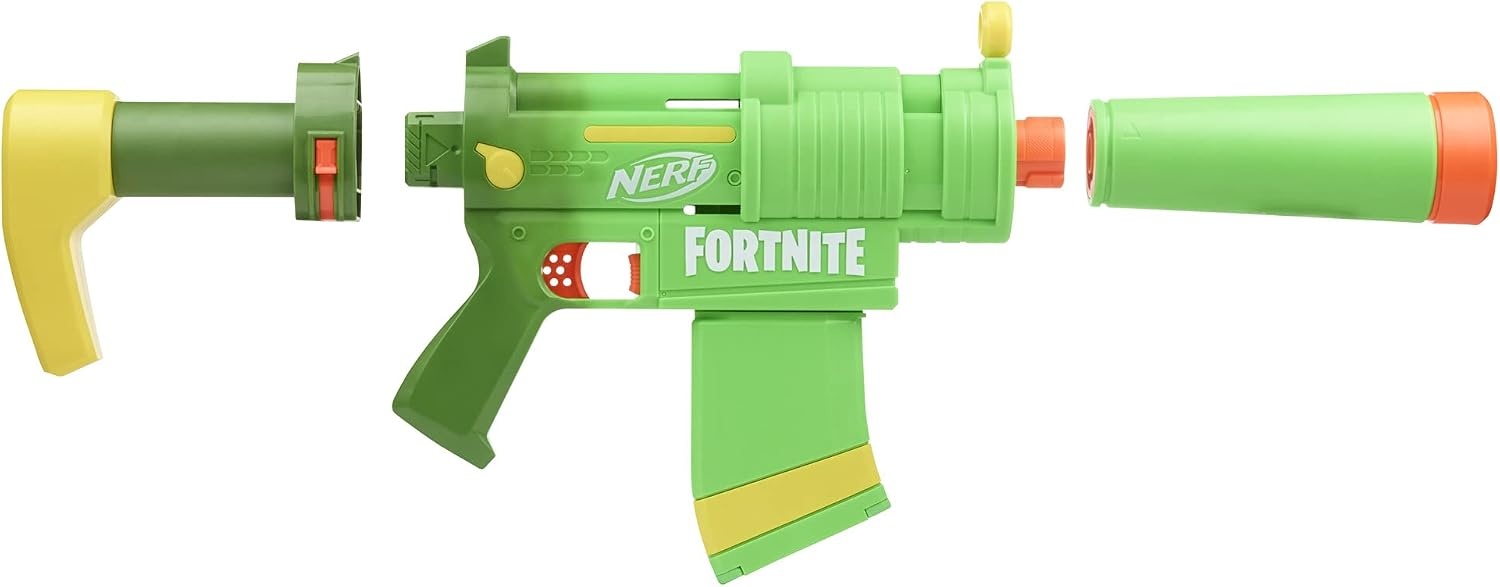 image:imageNerf Fortnite SMGZesty Blaster 10 Nerf Elite Darts 10Dart Clip Removable Stock amp Barrel Fortnite Gifts for Boys amp Girls