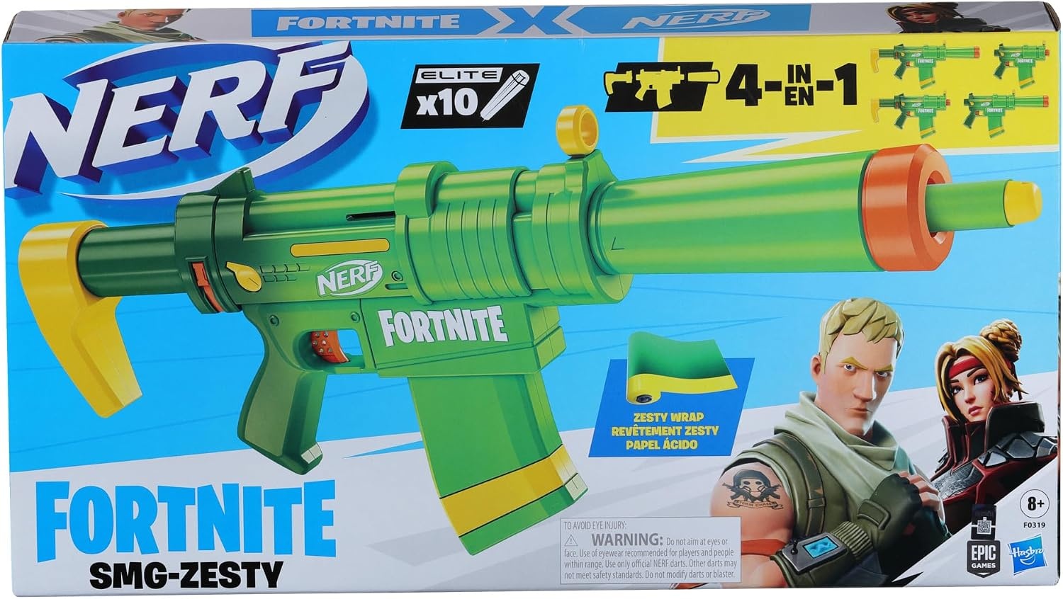 image:imageNerf Fortnite SMGZesty Blaster 10 Nerf Elite Darts 10Dart Clip Removable Stock amp Barrel Fortnite Gifts for Boys amp Girls