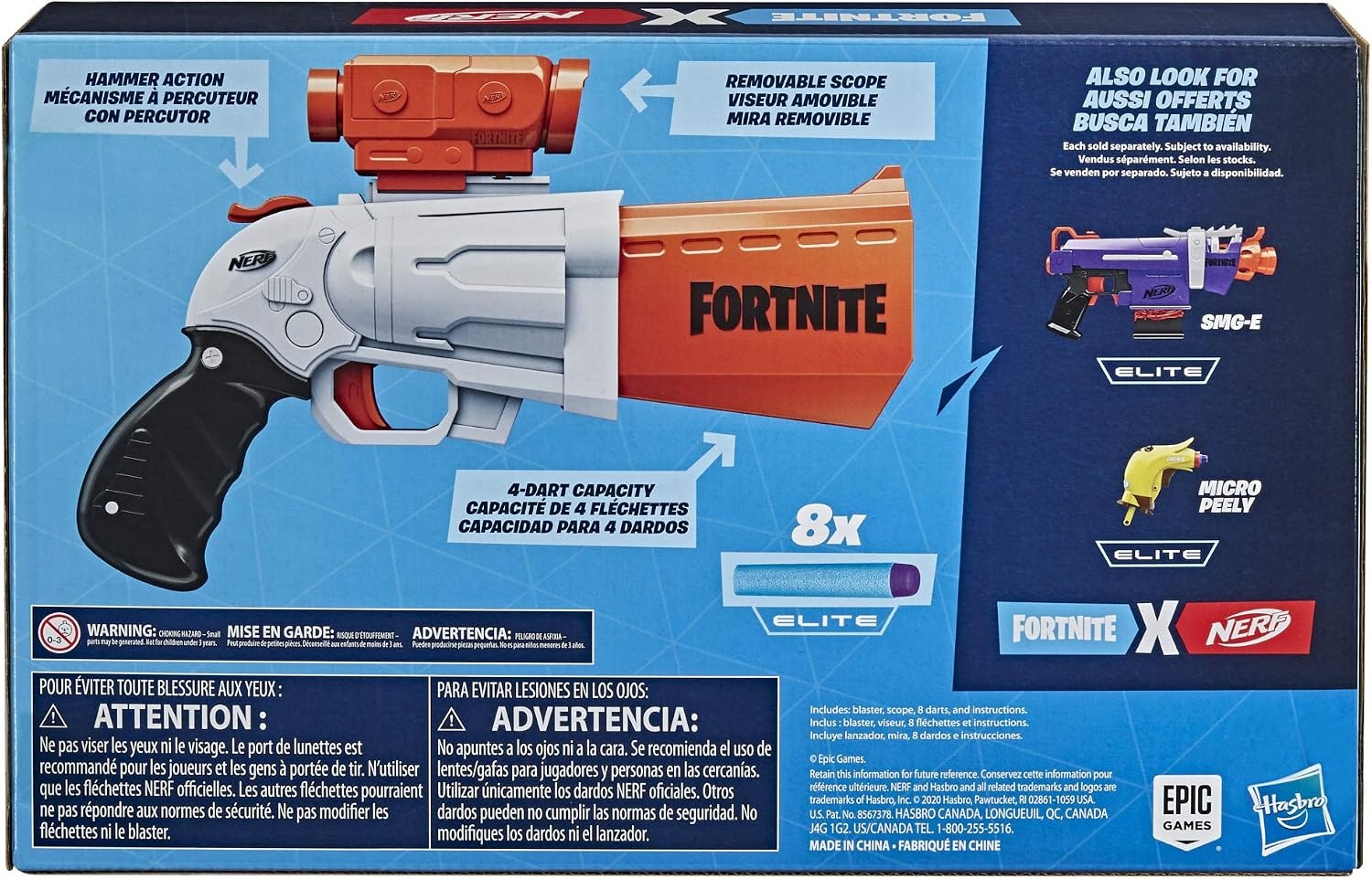 image:imageNerf Fortnite SR Blaster 4Dart Hammer Action Includes Removable Scope and 8 Official Nerf Elite Darts for Youth Teens Adults