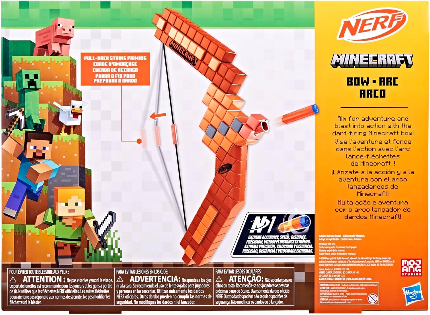 image:imageNerf Minecraft Bow Dart Blaster PullBack String Priming 8 N1 Darts Compatible Only N1 Dart Blasters Ages 8Standard Packaging