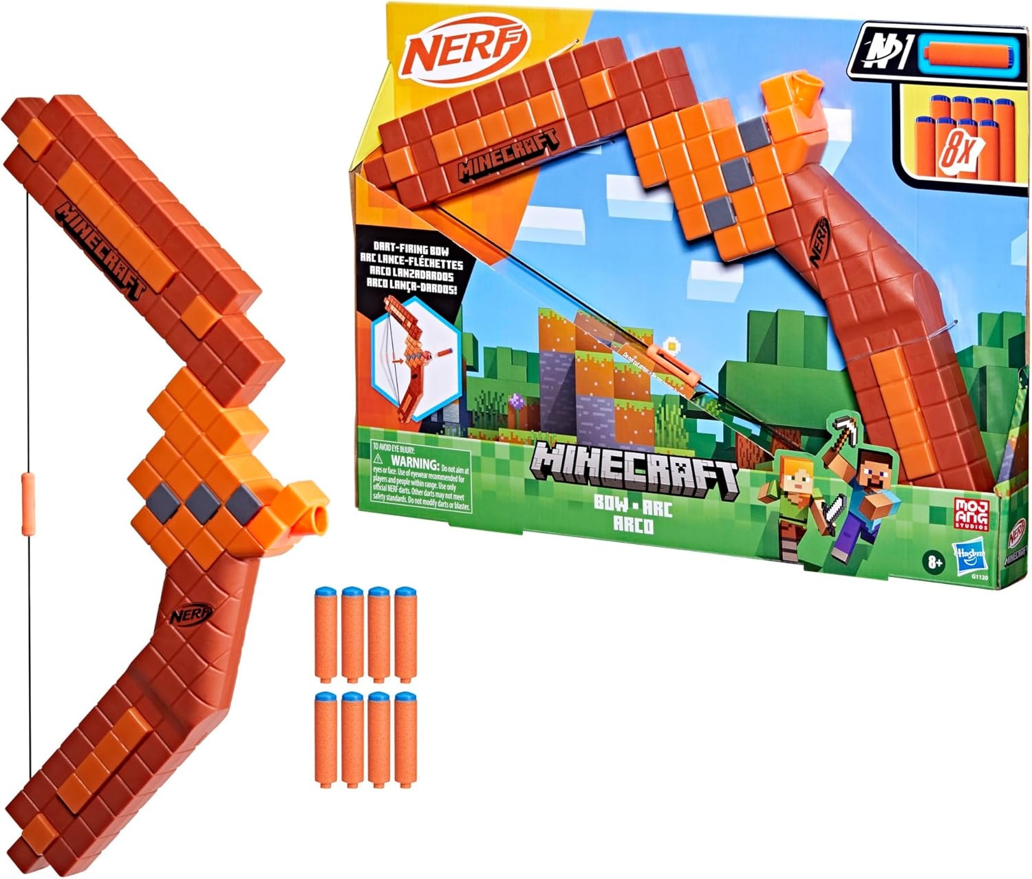 image:imageNerf Minecraft Bow Dart Blaster PullBack String Priming 8 N1 Darts Compatible Only N1 Dart Blasters Ages 8Standard Packaging