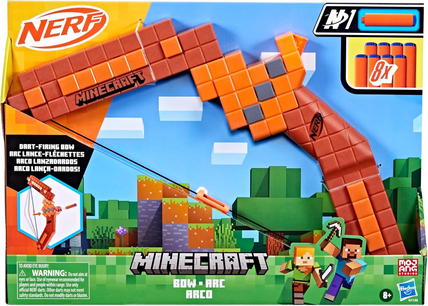 image:imageNerf Minecraft Bow Dart Blaster PullBack String Priming 8 N1 Darts Compatible Only N1 Dart Blasters Ages 8Standard Packaging