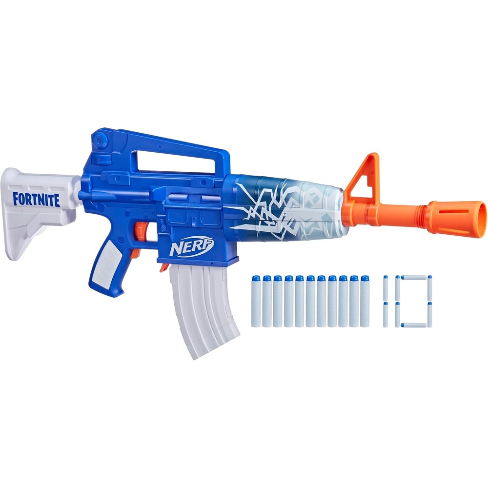 image:imageNerf Fortnite Blue Shock Blaster 10Dart Clip 10 Elite Nerf Darts Includes Bonus Code to Unlock The Beat Wrap in The Game Motorized Dart Blaster
