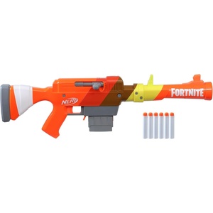 Nerf Fortnite HR Dart Blaster, Ruff Wrap Design, 6-Dart Elite Clip, 6 Nerf Elite Darts, Rotating Bolt Action, Detachable Barrel