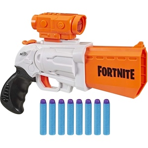 Nerf Fortnite SR Blaster – 4-Dart Hammer Action – Includes Removable Scope and 8 Official Nerf Elite Darts – for Youth, Teens, Adults