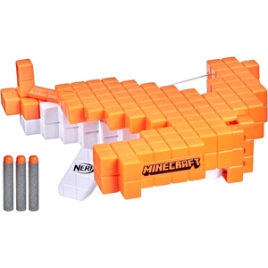 Nerf Minecraft Pillager’s Crossbow, Dart-Blasting Crossbow, Includes 3 Elite Darts, Real Crossbow Action, Pull-Back Priming Handle