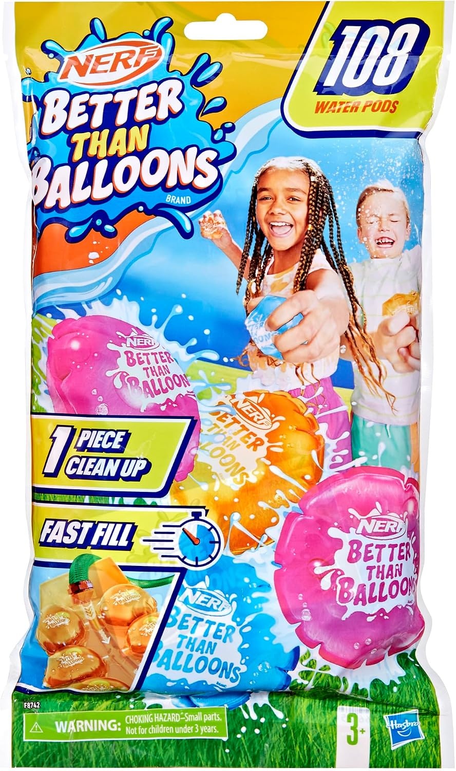 image:imageNERF Better Than Balloons Water Toys 108 Pods Easy 1 Piece Clean Up Lots of Ways to Play Backyard Water Fun Gifts for Kids Ages 3