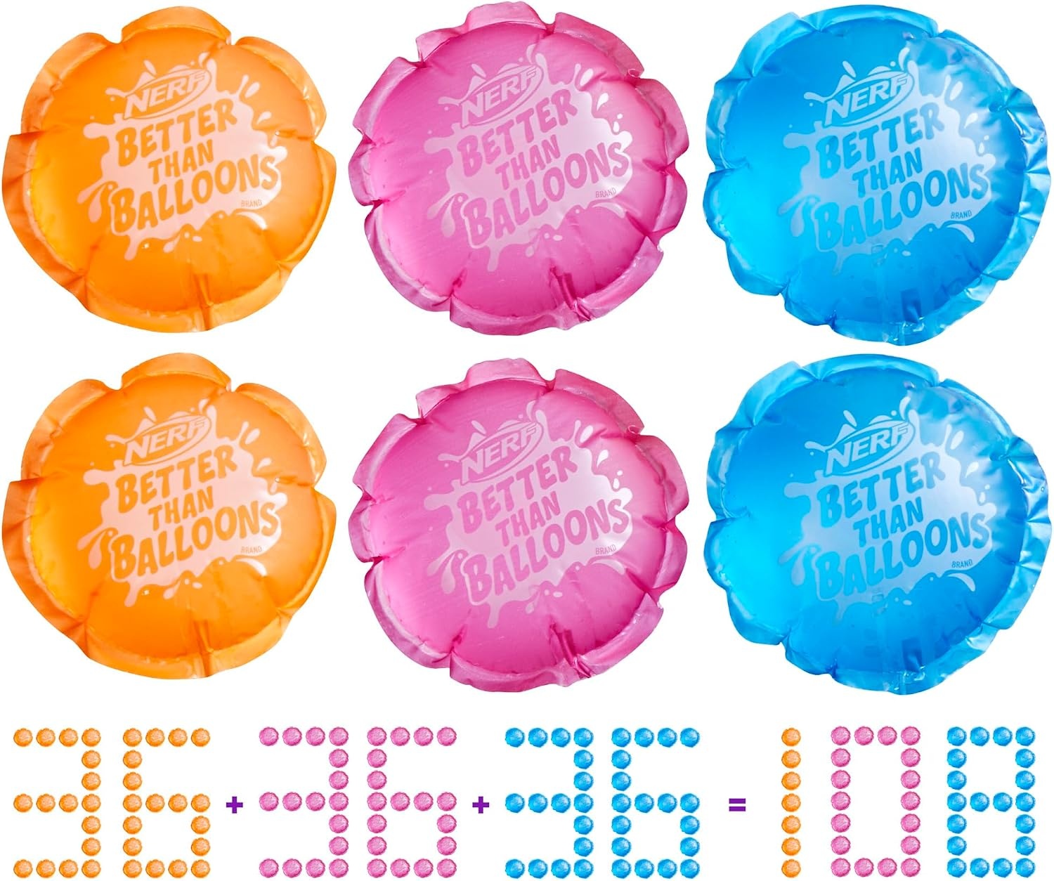 image:imageNERF Better Than Balloons Water Toys 108 Pods Easy 1 Piece Clean Up Lots of Ways to Play Backyard Water Fun Gifts for Kids Ages 3