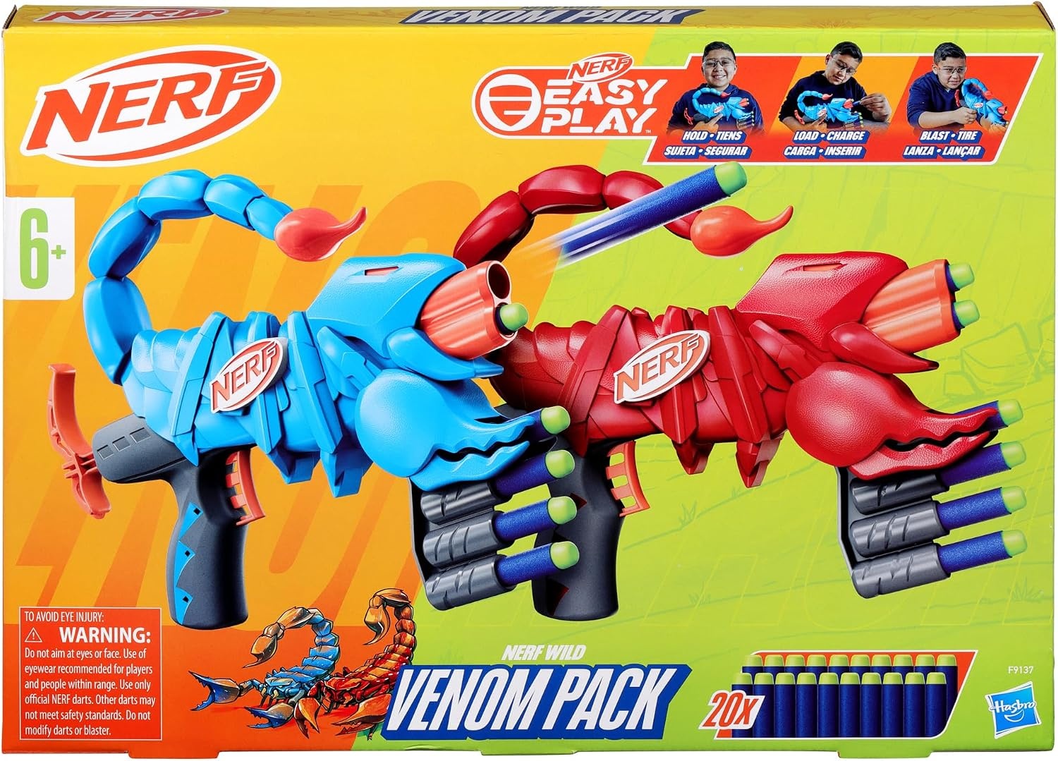 image:imageNERF Junior Wild Sharkfire Easy Play Dart Blaster 8 Nerf Elite Darts Nerf Blaster Shark Toys for 6 Year Old Boys amp Girls amp Up Outdoor ToysScorpion 2pack