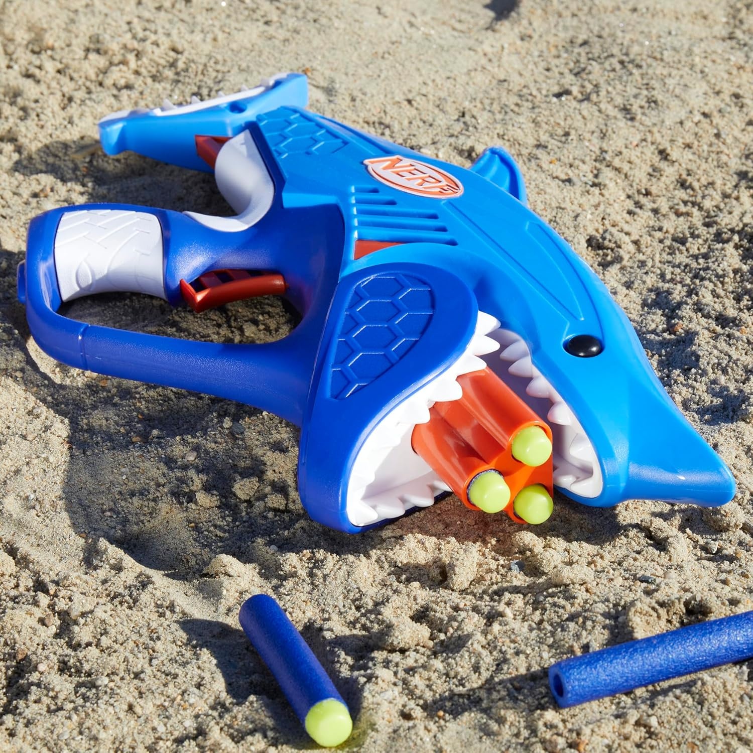 image:imageNERF Junior Wild Sharkfire Easy Play Dart Blaster 8 Nerf Elite Darts Nerf Blaster Shark Toys for 6 Year Old Boys amp Girls amp Up Outdoor ToysShark