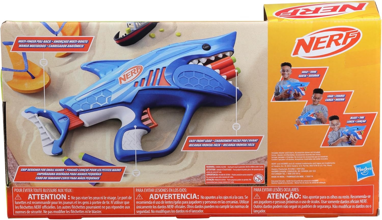 image:imageNERF Junior Wild Sharkfire Easy Play Dart Blaster 8 Nerf Elite Darts Nerf Blaster Shark Toys for 6 Year Old Boys amp Girls amp Up Outdoor ToysShark