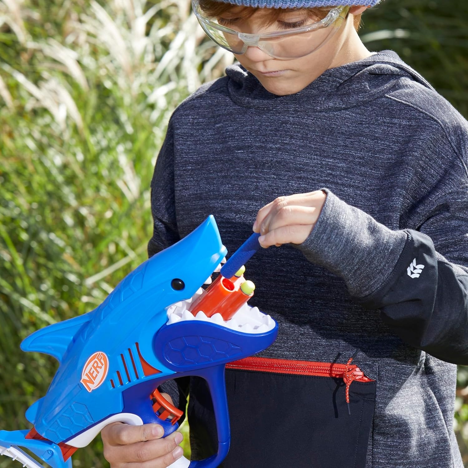 image:imageNERF Junior Wild Sharkfire Easy Play Dart Blaster 8 Nerf Elite Darts Nerf Blaster Shark Toys for 6 Year Old Boys amp Girls amp Up Outdoor ToysShark