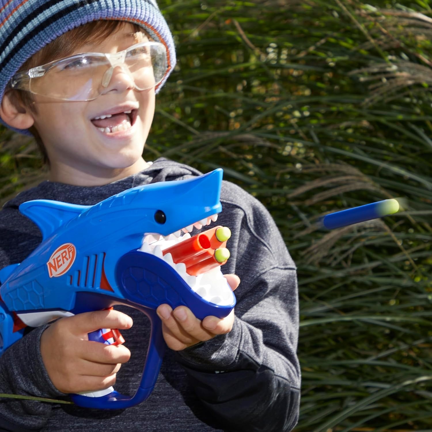 image:imageNERF Junior Wild Sharkfire Easy Play Dart Blaster 8 Nerf Elite Darts Nerf Blaster Shark Toys for 6 Year Old Boys amp Girls amp Up Outdoor ToysShark