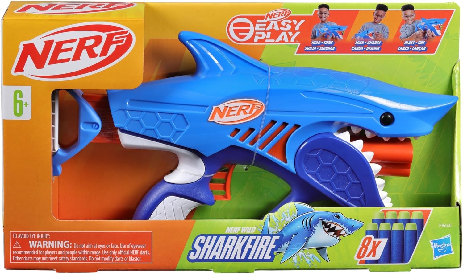 image:imageNERF Junior Wild Sharkfire Easy Play Dart Blaster 8 Nerf Elite Darts Nerf Blaster Shark Toys for 6 Year Old Boys amp Girls amp Up Outdoor ToysShark