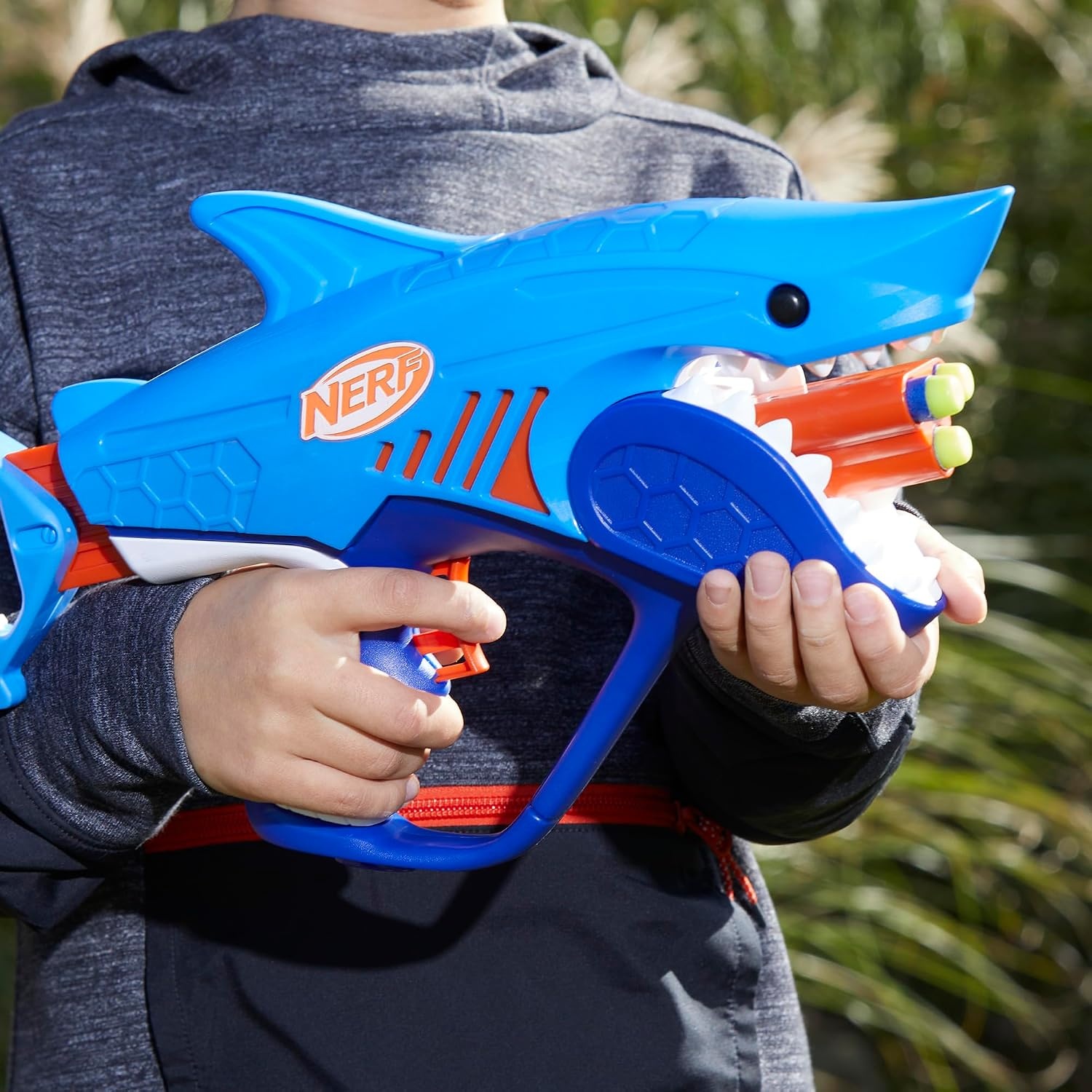 image:imageNERF Junior Wild Sharkfire Easy Play Dart Blaster 8 Nerf Elite Darts Nerf Blaster Shark Toys for 6 Year Old Boys amp Girls amp Up Outdoor ToysShark