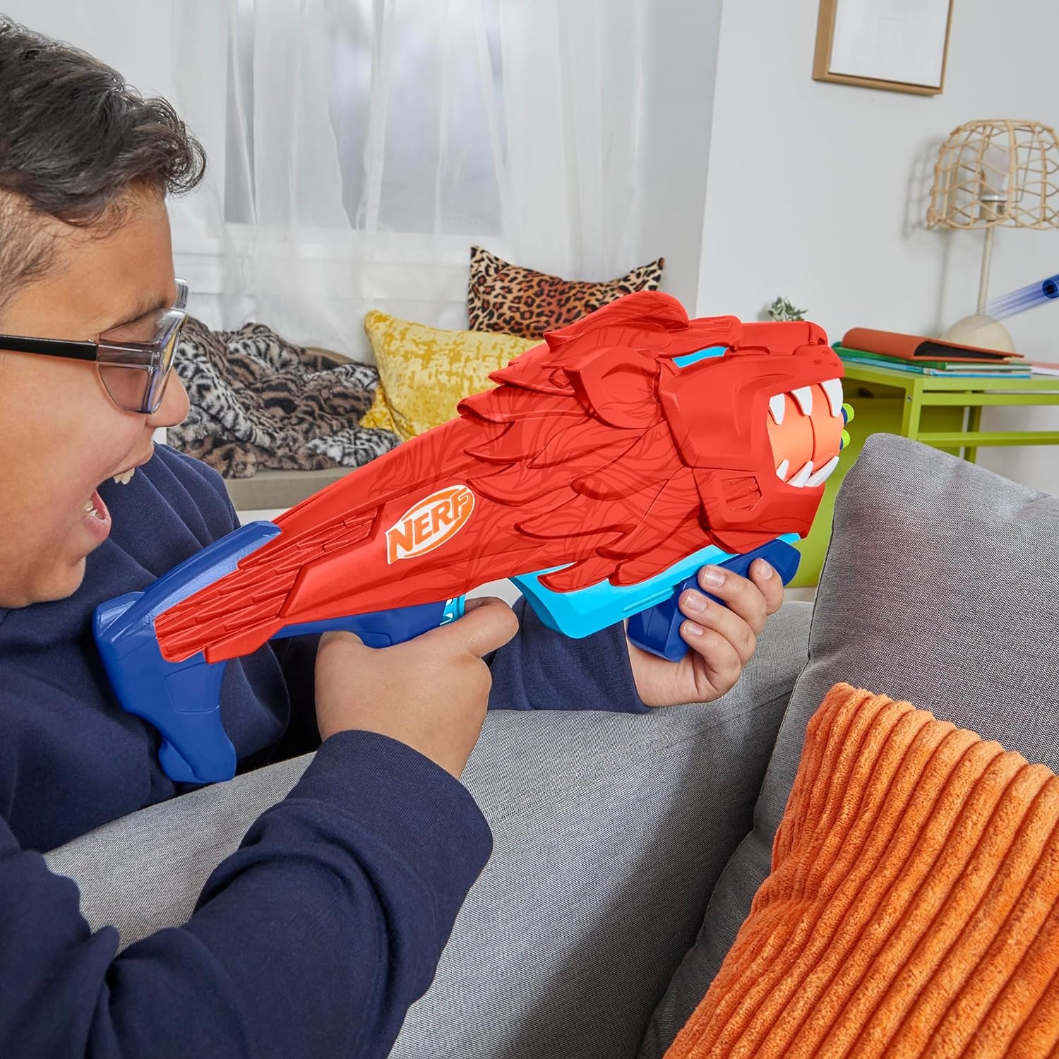 image:imageNERF Wild Lionfury Easy Play Dart Blaster 16 Nerf Elite Darts Nerf Blaster Lion Toys for 6 Year Old Boys amp Girls amp Up Outdoor Toys