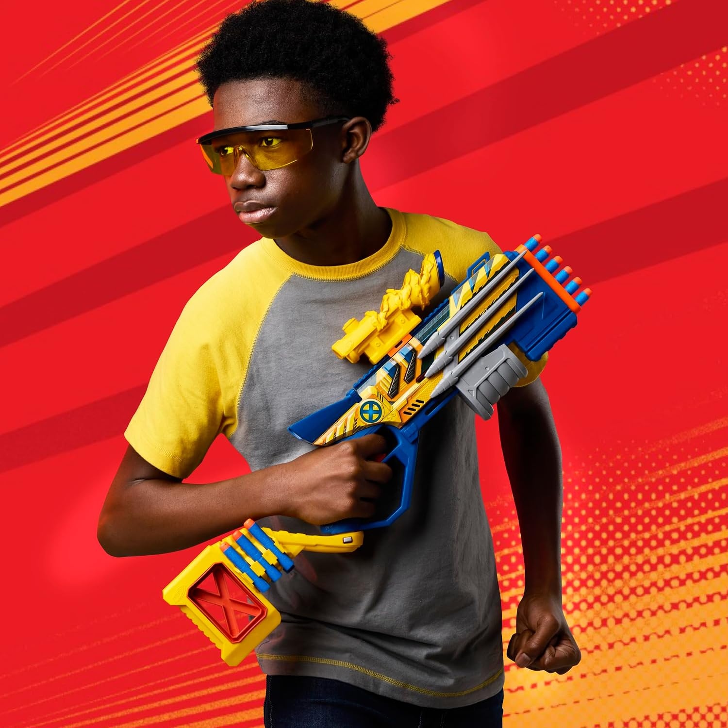image:imageNerf Marvel Wolverine Blaster Scope 6Dart Storage Stock Pump Action 12 Nerf Elite Darts Gifts for Kids Ages 8