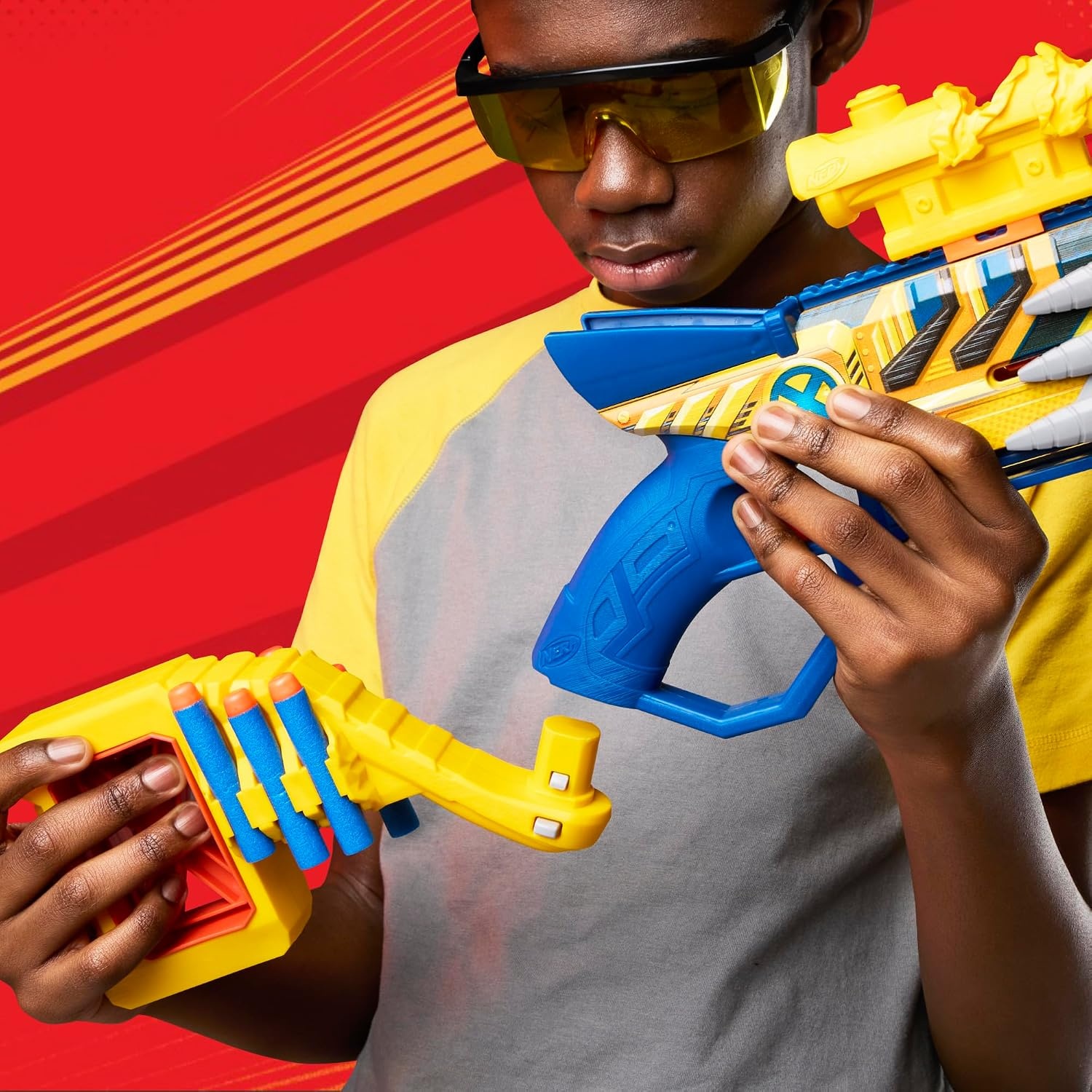 image:imageNerf Marvel Wolverine Blaster Scope 6Dart Storage Stock Pump Action 12 Nerf Elite Darts Gifts for Kids Ages 8