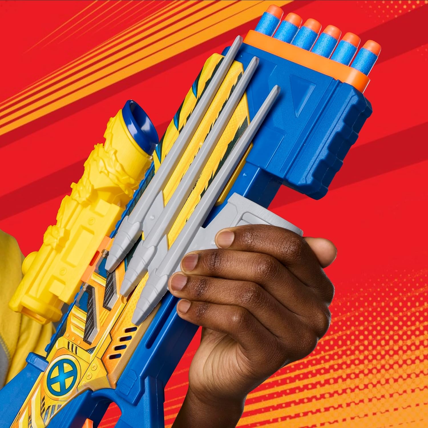 image:imageNerf Marvel Wolverine Blaster Scope 6Dart Storage Stock Pump Action 12 Nerf Elite Darts Gifts for Kids Ages 8