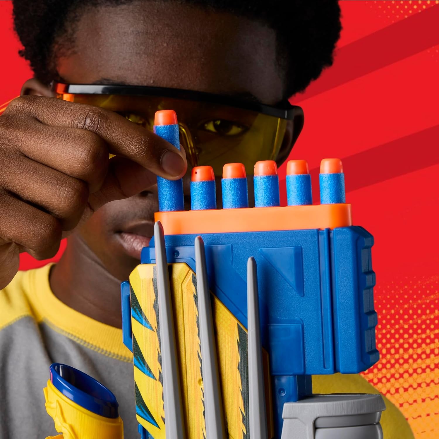 image:imageNerf Marvel Wolverine Blaster Scope 6Dart Storage Stock Pump Action 12 Nerf Elite Darts Gifts for Kids Ages 8