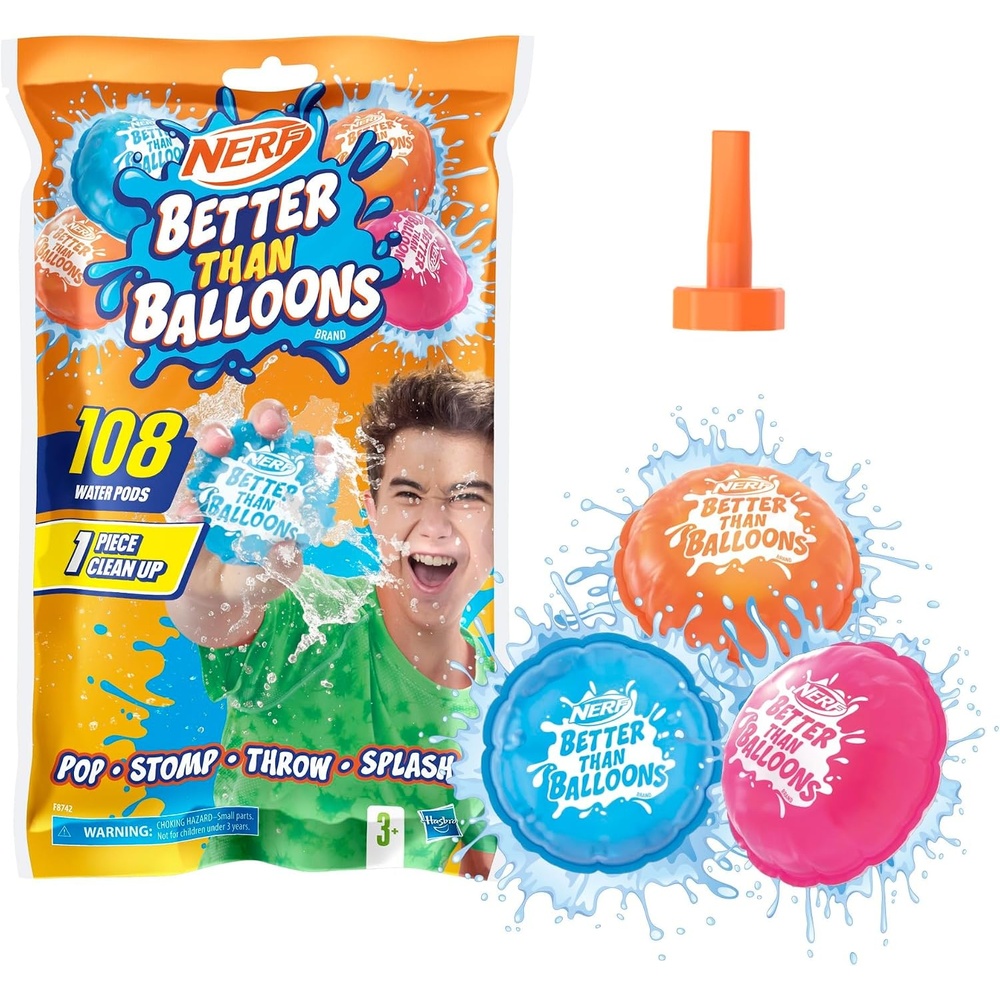 image:imageNERF Better Than Balloons Water Toys 108 Pods Easy 1 Piece Clean Up Lots of Ways to Play Backyard Water Fun Gifts for Kids Ages 3