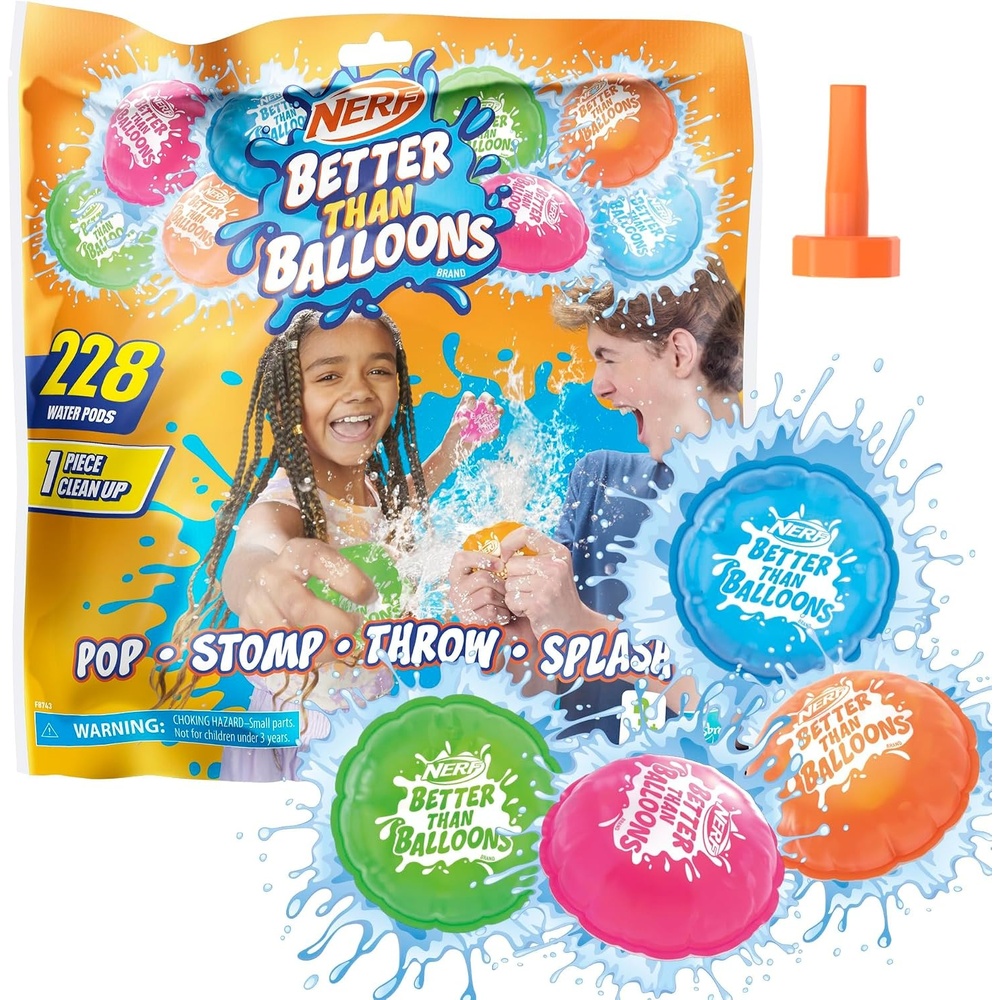 image:imageNERF Better Than Balloons Water Toys 228 Pods Easy 1 Piece Clean Up Lots of Ways to Play Backyard Water Fun Gifts for Kids Ages 3