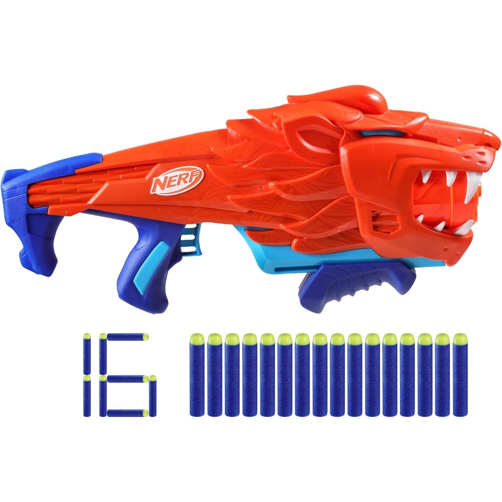image:imageNERF Wild Lionfury Easy Play Dart Blaster 16 Nerf Elite Darts Nerf Blaster Lion Toys for 6 Year Old Boys amp Girls amp Up Outdoor Toys