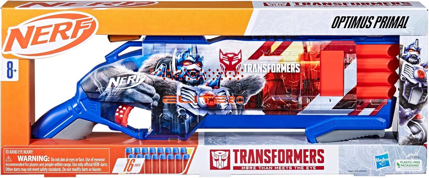 image:imageNERF Transformers Optimus Primal Dart Blaster 16 Nerf Elite Darts Pump Action Toy Foam Blasters for 8 Year Old Boys amp Girls amp Up