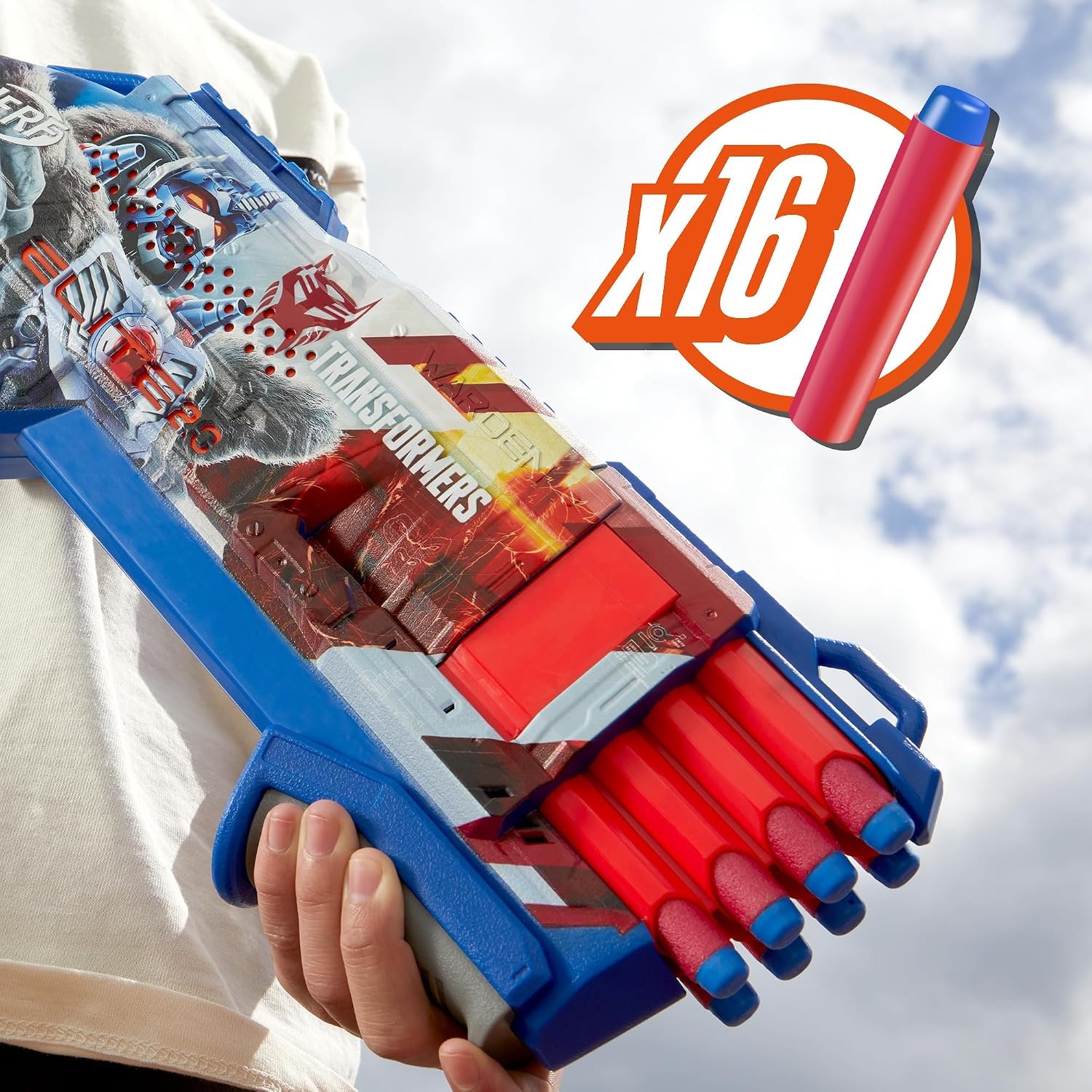image:imageNERF Transformers Optimus Primal Dart Blaster 16 Nerf Elite Darts Pump Action Toy Foam Blasters for 8 Year Old Boys amp Girls amp Up