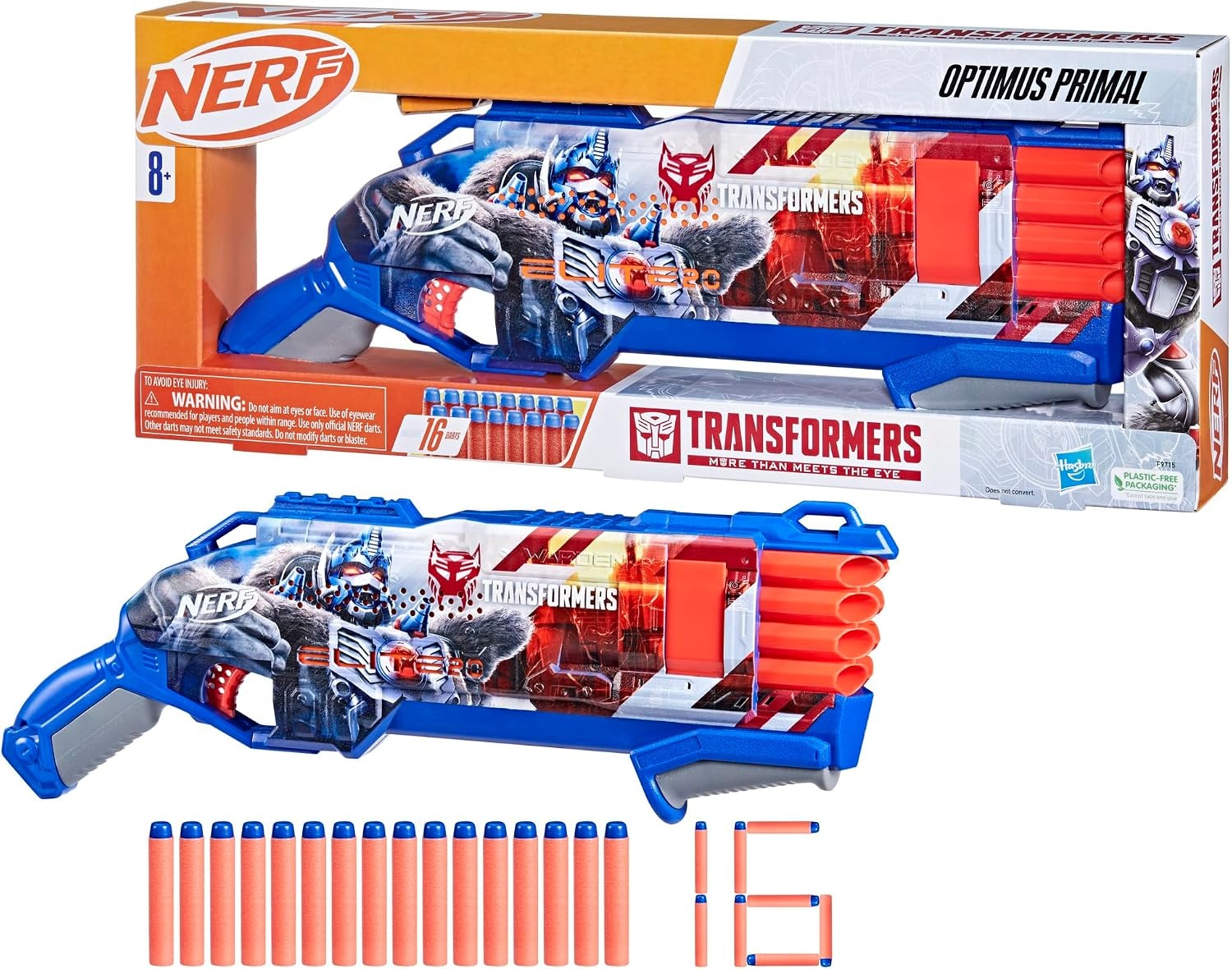 image:imageNERF Transformers Optimus Primal Dart Blaster 16 Nerf Elite Darts Pump Action Toy Foam Blasters for 8 Year Old Boys amp Girls amp Up