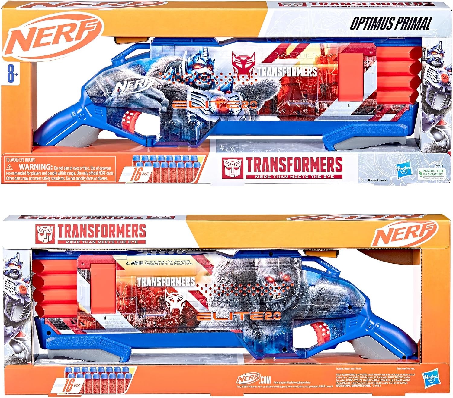 image:imageNERF Transformers Optimus Primal Dart Blaster 16 Nerf Elite Darts Pump Action Toy Foam Blasters for 8 Year Old Boys amp Girls amp Up