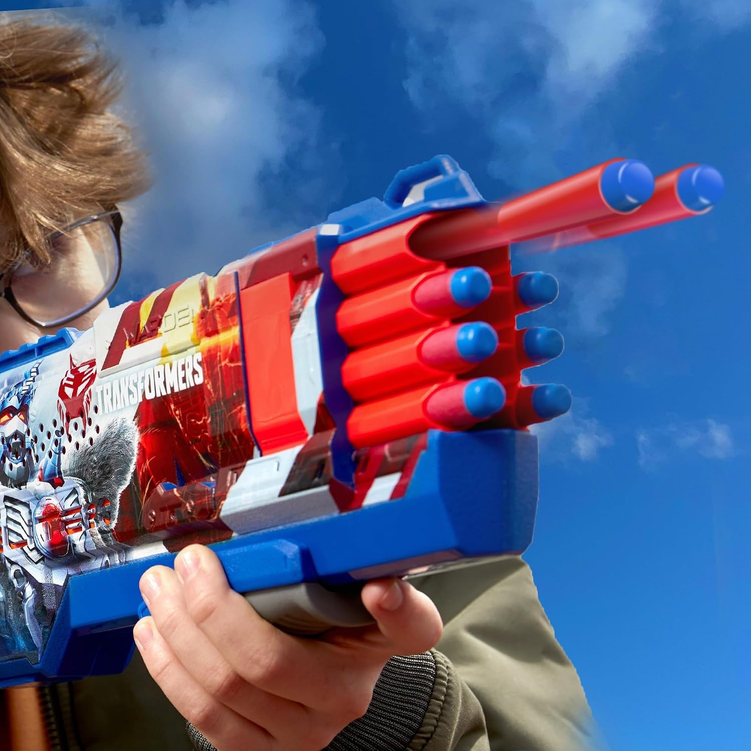 image:imageNERF Transformers Optimus Primal Dart Blaster 16 Nerf Elite Darts Pump Action Toy Foam Blasters for 8 Year Old Boys amp Girls amp Up