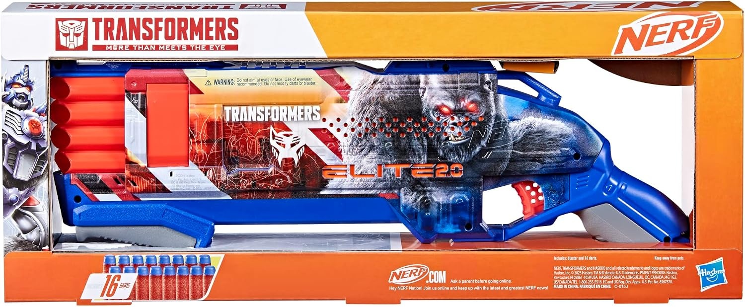 image:imageNERF Transformers Optimus Primal Dart Blaster 16 Nerf Elite Darts Pump Action Toy Foam Blasters for 8 Year Old Boys amp Girls amp Up