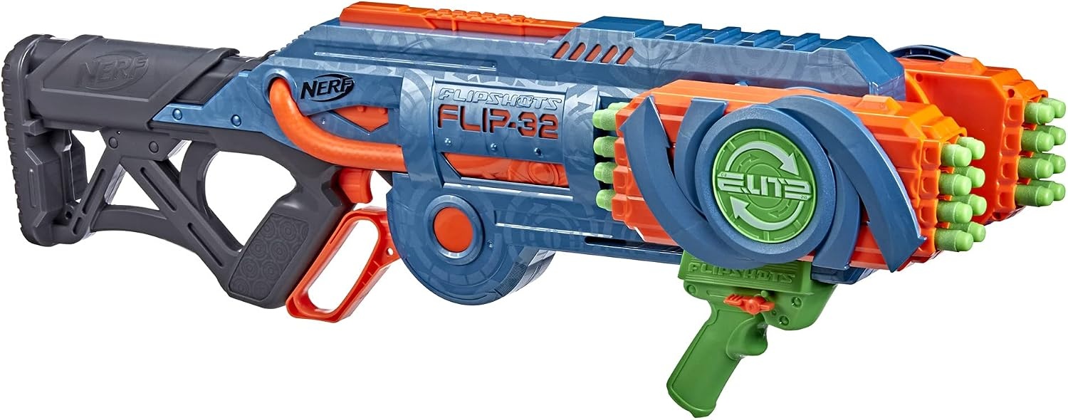 image:imageNerf Elite 20 Flipshots Flip16 Blaster with 16 Dart Barrels That Flip to Double Your Firepower 16Dart Capacity 16 Elite Darts