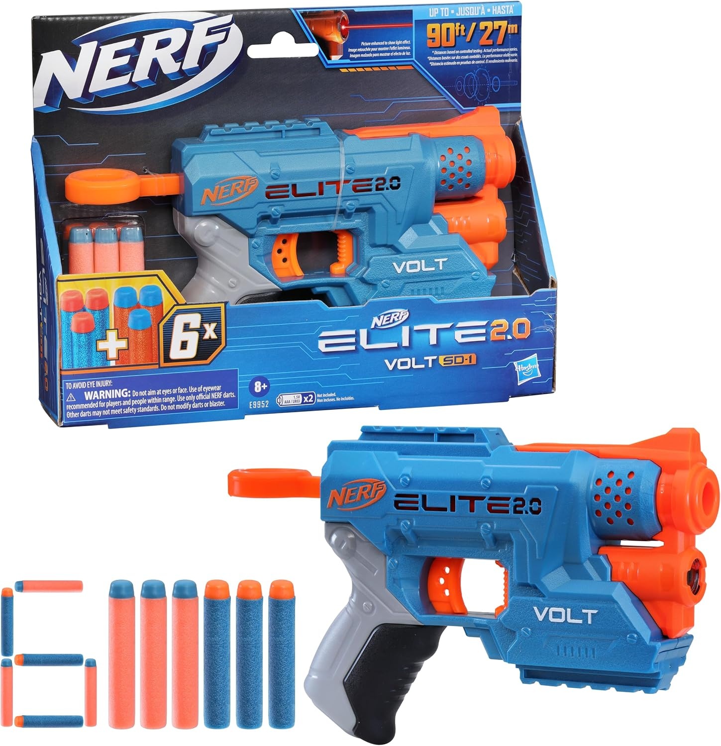 image:imageNerf Elite 20 Volt SD1 Blaster 6 Official Nerf Darts 2 Tactical Rails to Customize for Battle Christmas Stocking Stuffers for Kids Ages 8 and Up