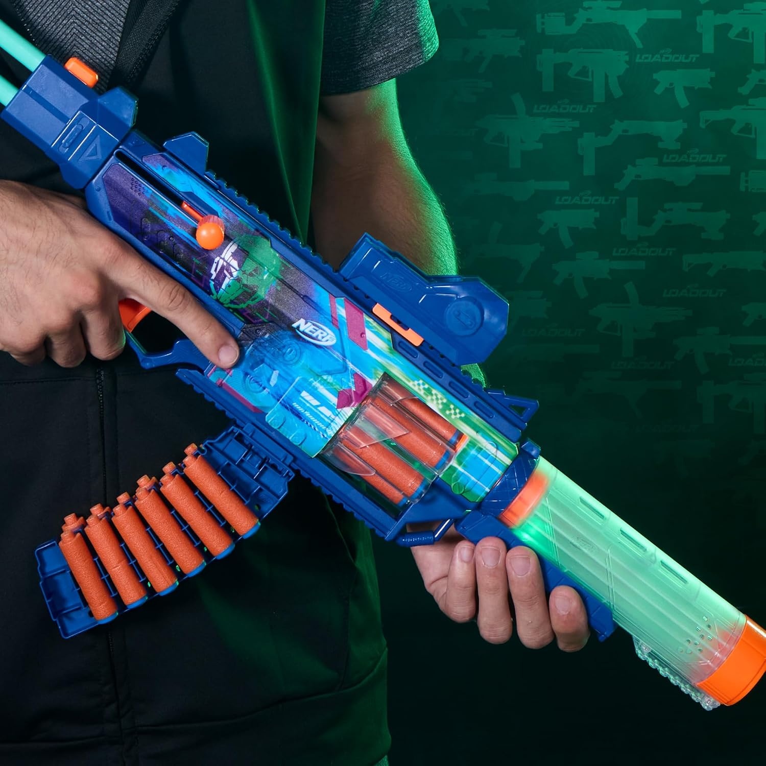image:imageNerf Loadout Cyberlight Ghost Blaster Electronic Glowing LED Lights 4 Attachment Accessories 24 Nerf N1 Darts Kids Toys amp Gifts Ages 8