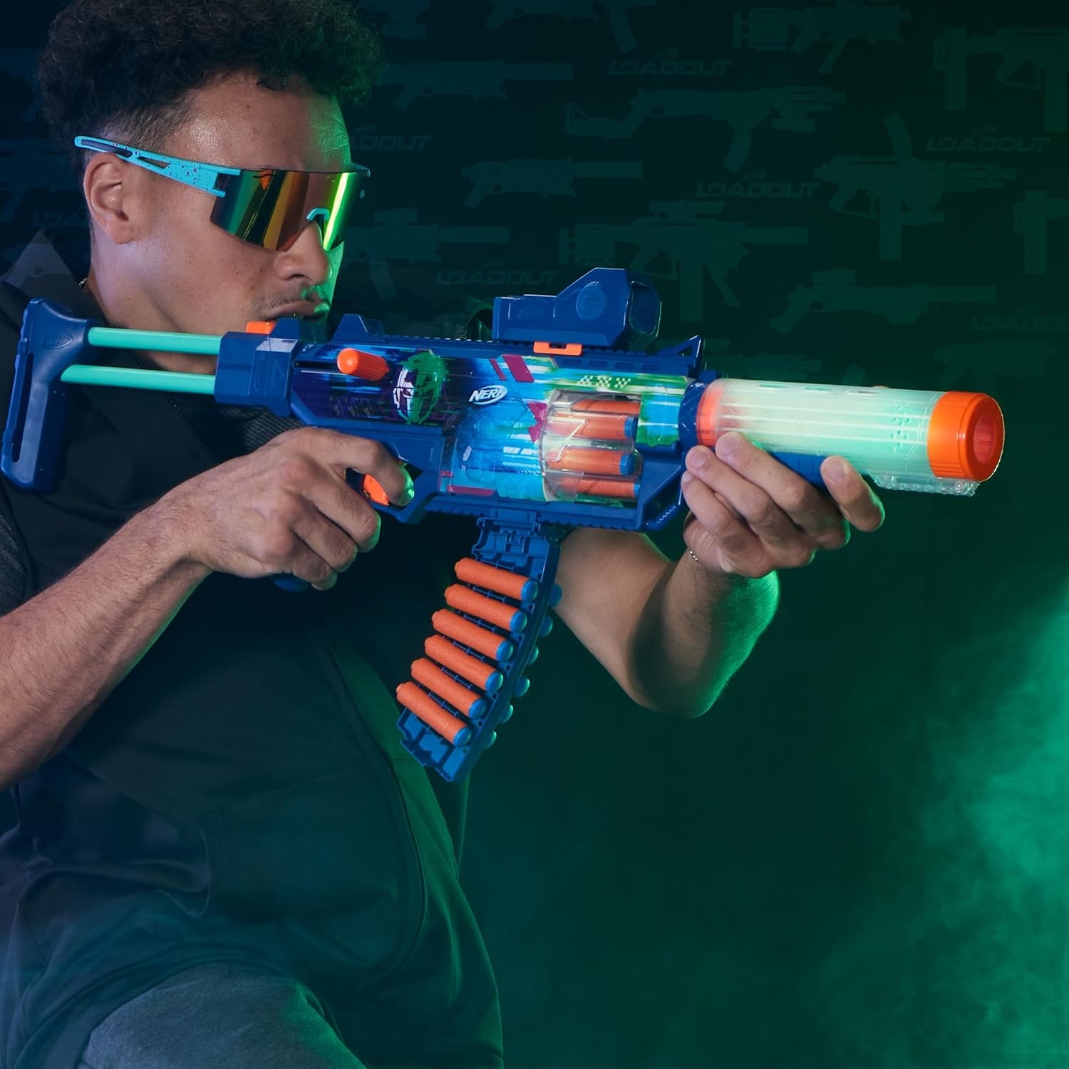 image:imageNerf Loadout Cyberlight Ghost Blaster Electronic Glowing LED Lights 4 Attachment Accessories 24 Nerf N1 Darts Kids Toys amp Gifts Ages 8
