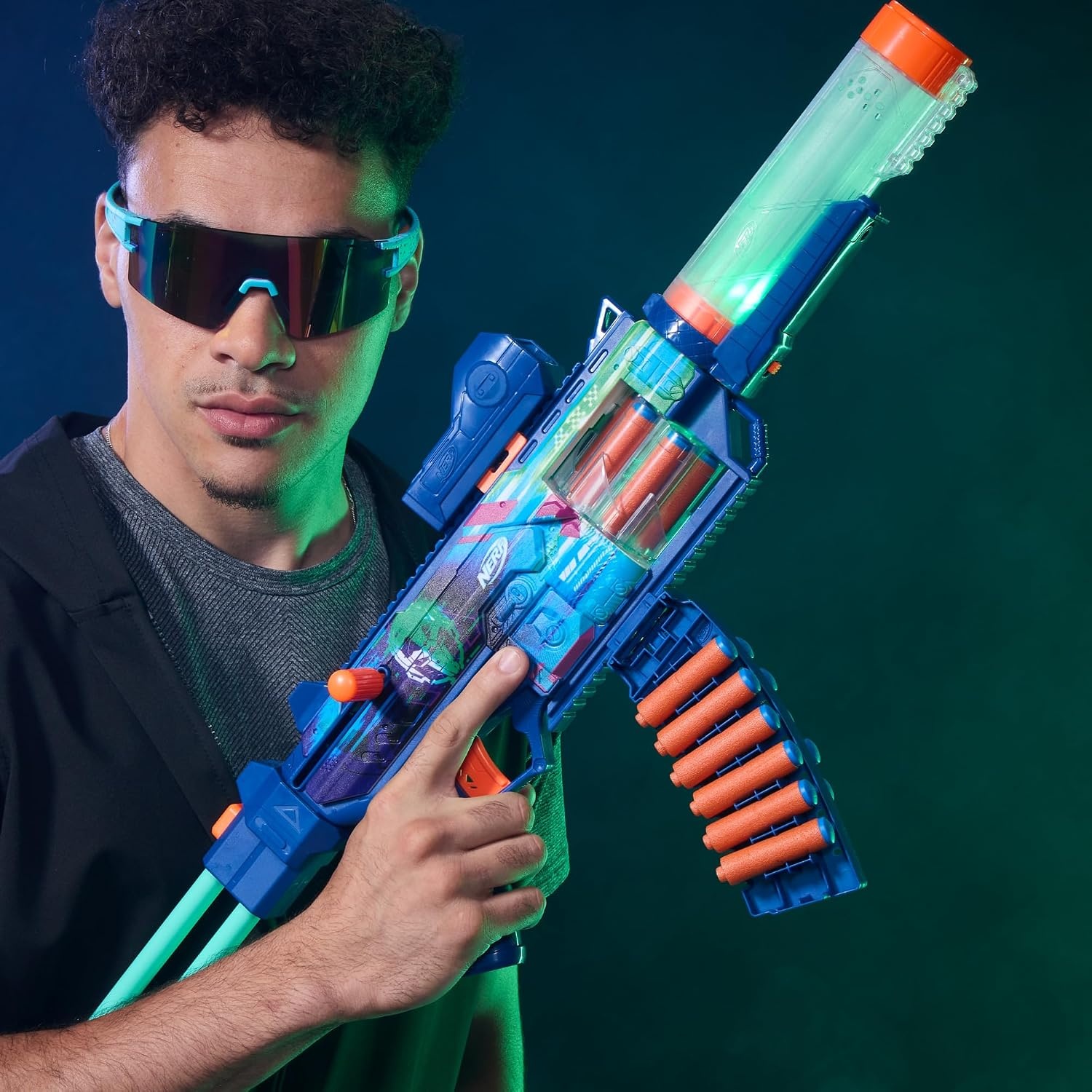 image:imageNerf Loadout Cyberlight Ghost Blaster Electronic Glowing LED Lights 4 Attachment Accessories 24 Nerf N1 Darts Kids Toys amp Gifts Ages 8
