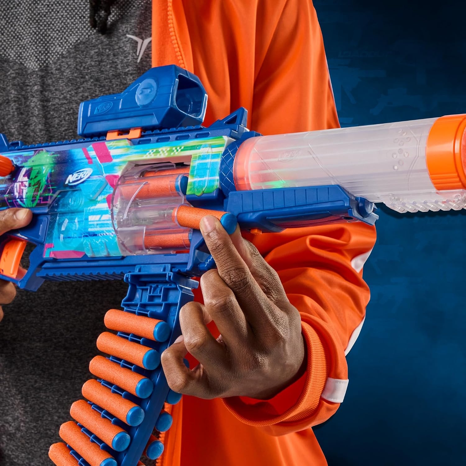 image:imageNerf Loadout Cyberlight Ghost Blaster Electronic Glowing LED Lights 4 Attachment Accessories 24 Nerf N1 Darts Kids Toys amp Gifts Ages 8