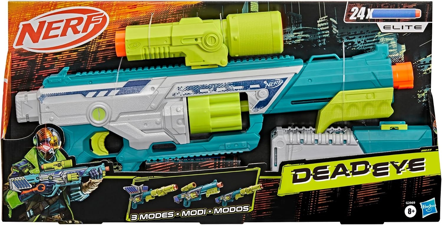 image:imageNerf Rebel Ops Deadeye Blaster 24 Nerf Elite Foam Darts Shieldstock amp ScopeBarrel Attachments Kids Gift Toys Ages 8
