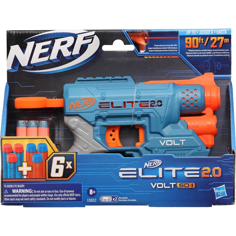 image:imageNerf Elite 20 Volt SD1 Blaster 6 Official Nerf Darts 2 Tactical Rails to Customize for Battle Christmas Stocking Stuffers for Kids Ages 8 and Up