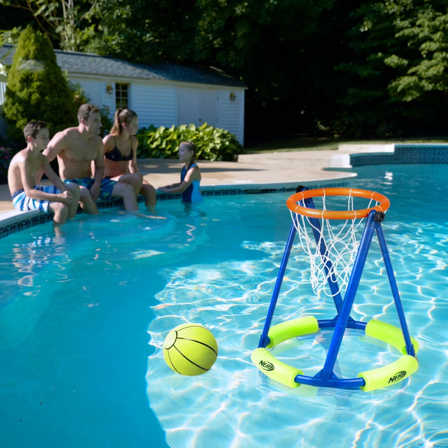 image:imageNERF Floating Pool Basketball Football Target Set 2 Balls