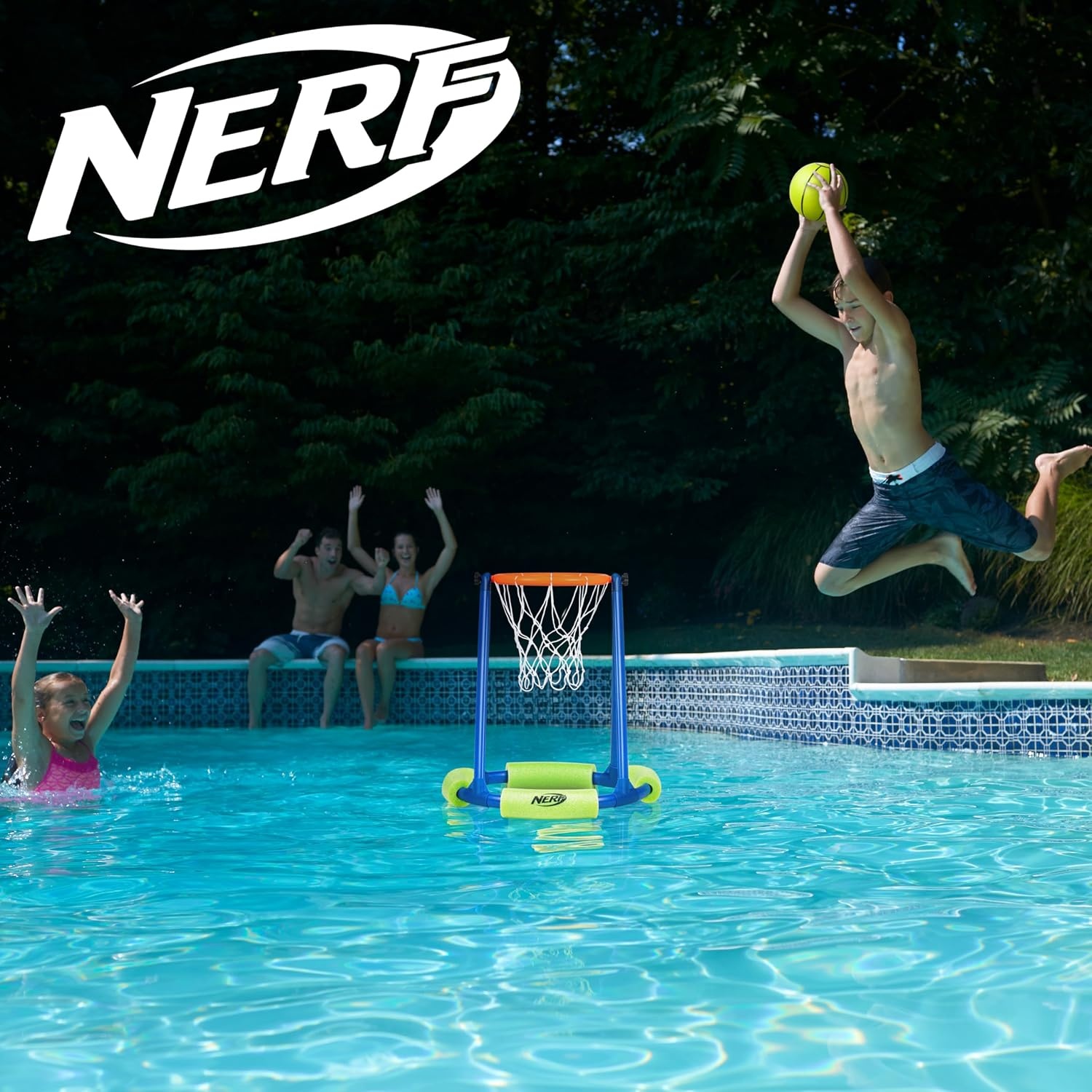 image:imageNERF Floating Pool Basketball Football Target Set 2 Balls