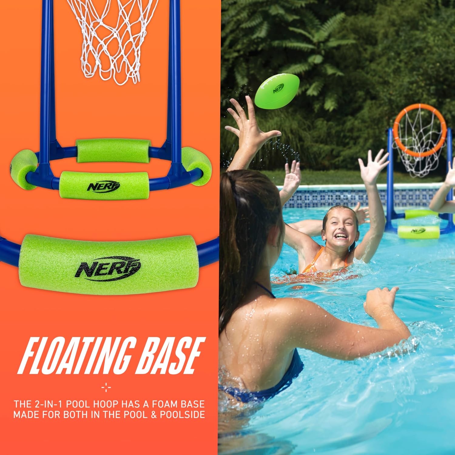 image:imageNERF Floating Pool Basketball Football Target Set 2 Balls